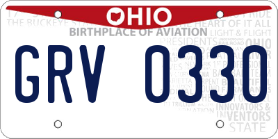 OH license plate GRV0330