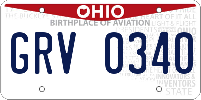 OH license plate GRV0340