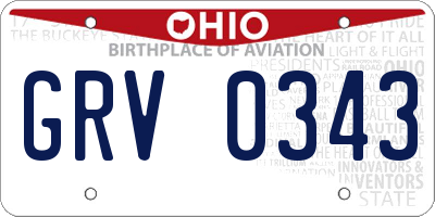OH license plate GRV0343