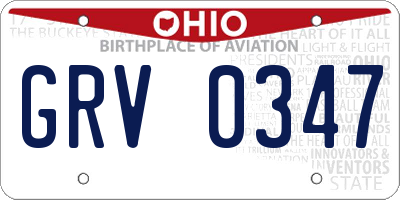 OH license plate GRV0347