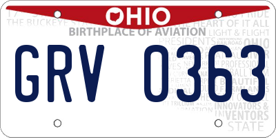 OH license plate GRV0363