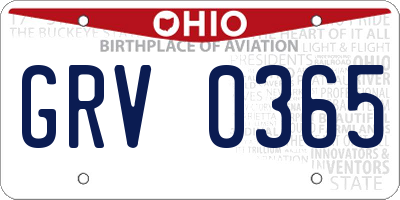 OH license plate GRV0365