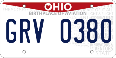 OH license plate GRV0380