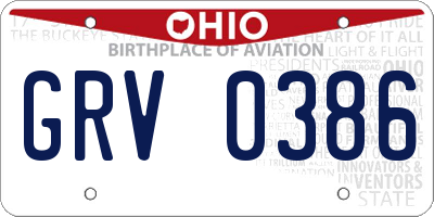 OH license plate GRV0386