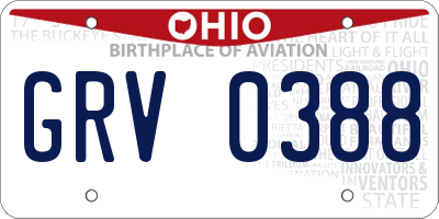OH license plate GRV0388