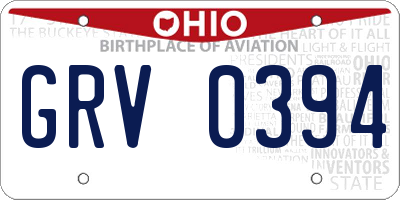 OH license plate GRV0394