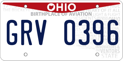 OH license plate GRV0396