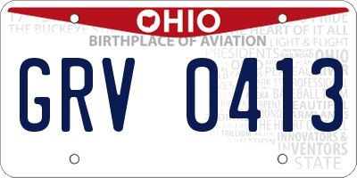 OH license plate GRV0413