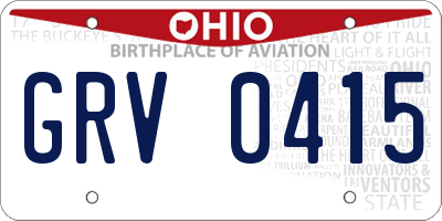 OH license plate GRV0415