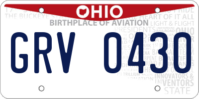OH license plate GRV0430