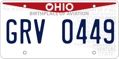 OH license plate GRV0449