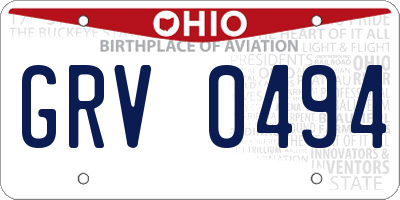 OH license plate GRV0494
