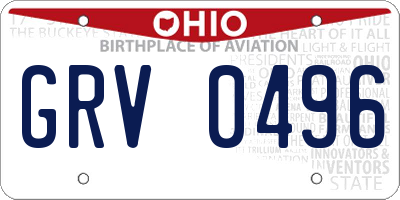 OH license plate GRV0496