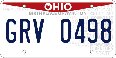 OH license plate GRV0498
