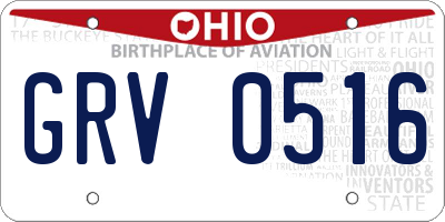 OH license plate GRV0516