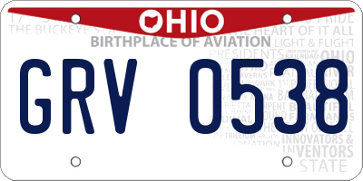 OH license plate GRV0538