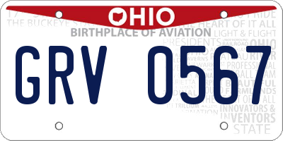 OH license plate GRV0567