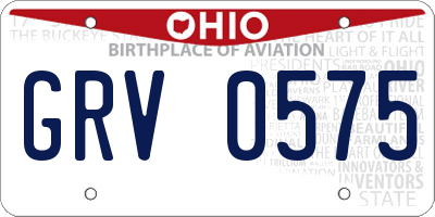 OH license plate GRV0575