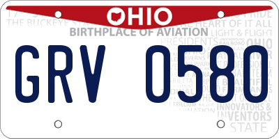 OH license plate GRV0580