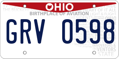 OH license plate GRV0598