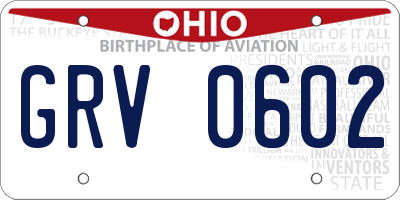 OH license plate GRV0602