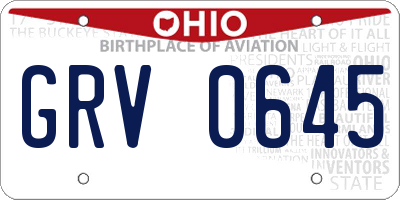 OH license plate GRV0645