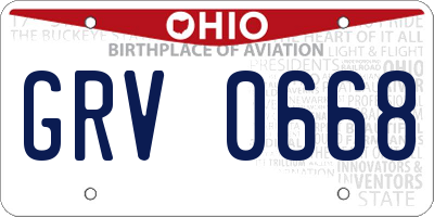 OH license plate GRV0668