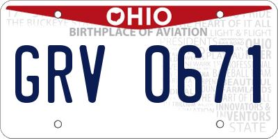 OH license plate GRV0671