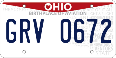 OH license plate GRV0672