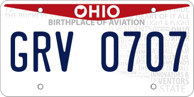 OH license plate GRV0707