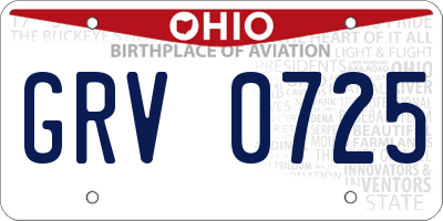 OH license plate GRV0725