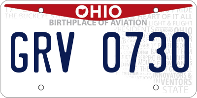 OH license plate GRV0730