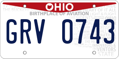 OH license plate GRV0743