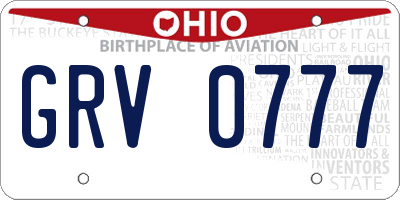 OH license plate GRV0777