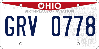 OH license plate GRV0778