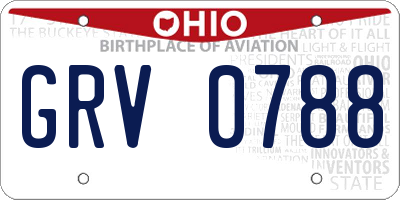 OH license plate GRV0788
