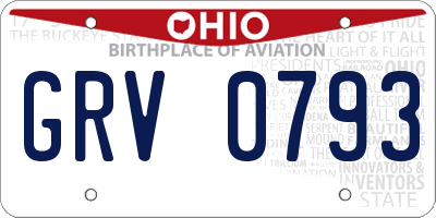 OH license plate GRV0793