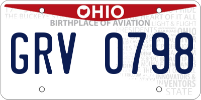 OH license plate GRV0798