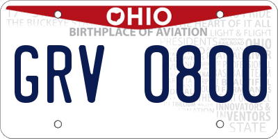OH license plate GRV0800