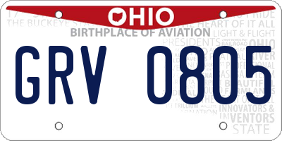 OH license plate GRV0805