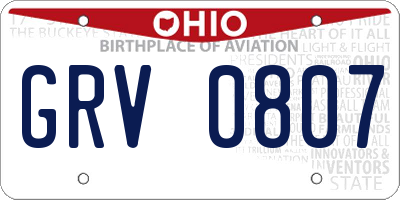 OH license plate GRV0807