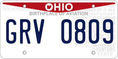 OH license plate GRV0809