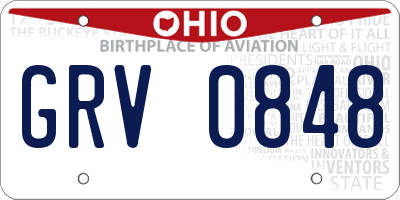 OH license plate GRV0848