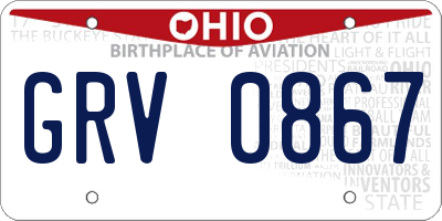 OH license plate GRV0867