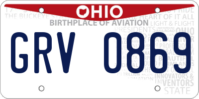 OH license plate GRV0869