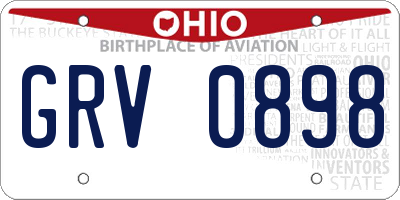 OH license plate GRV0898