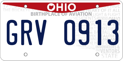 OH license plate GRV0913