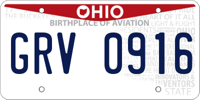 OH license plate GRV0916
