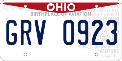 OH license plate GRV0923