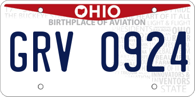 OH license plate GRV0924